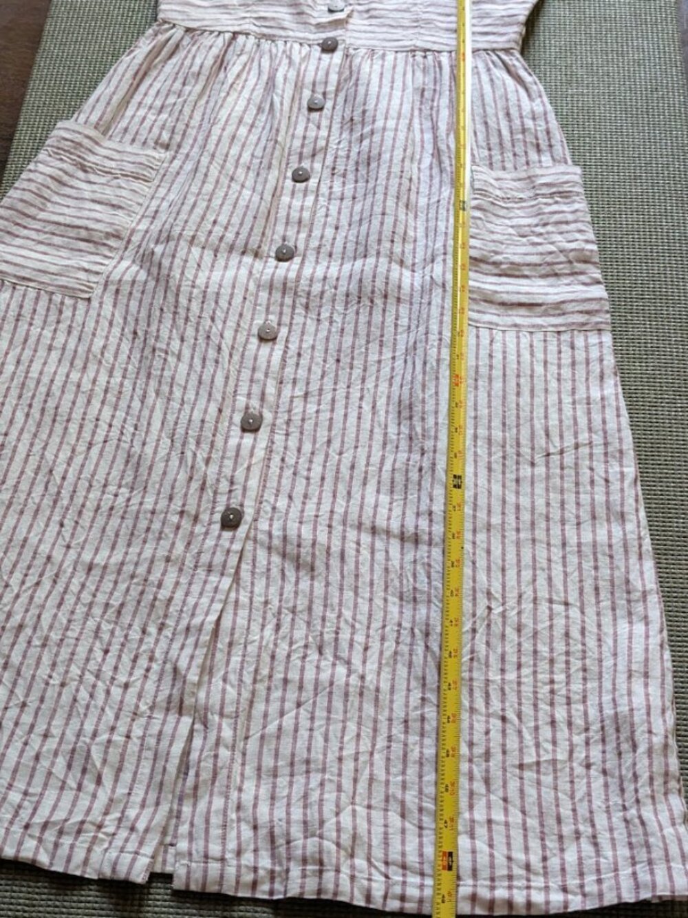 Artisan NY Linen Jumper Dress Red White Stripes Button Front Lagen Look Sz:4 - Picture 13 of 14